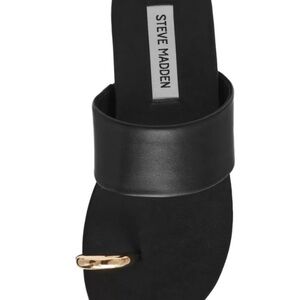 Steve Madden Black Slides with Gold Detail